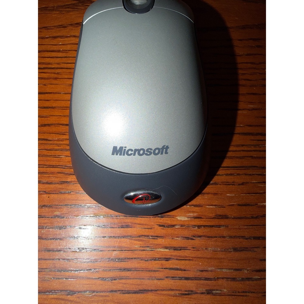 Microsoft Wireless Optical Mouse Silver Grey Translucent Red Base works no dongl